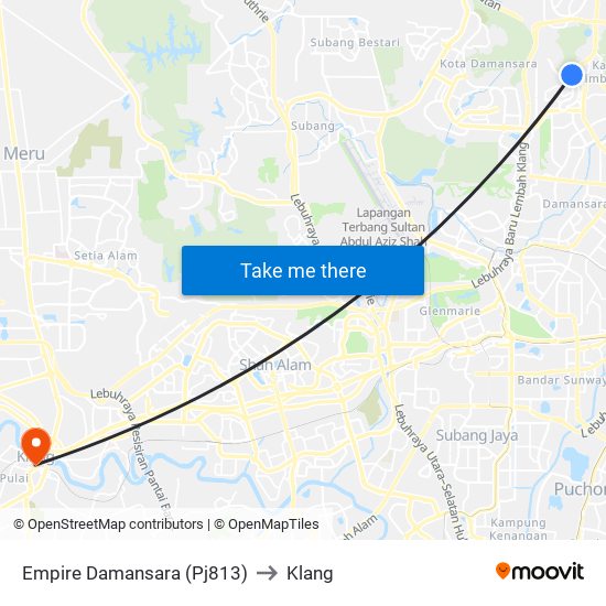 Empire Damansara (Pj813) to Klang map