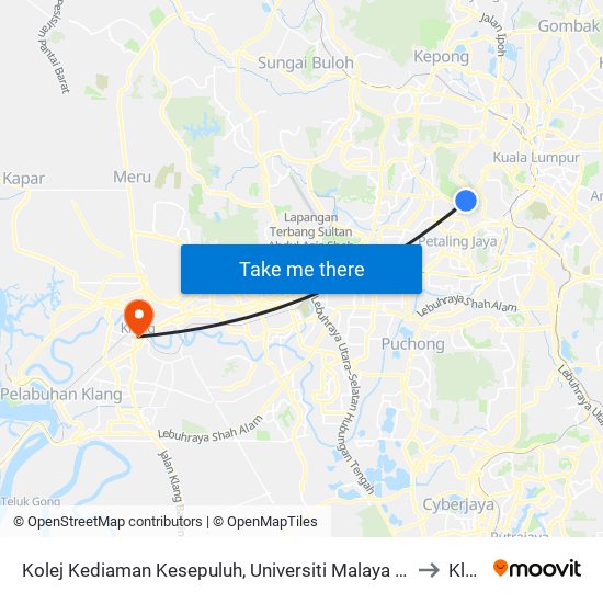 Kolej Kediaman Kesepuluh, Universiti Malaya (Opp) (Kl2345) to Klang map