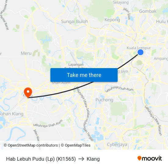 Hab Lebuh Pudu (Lp) (Kl1565) to Klang map
