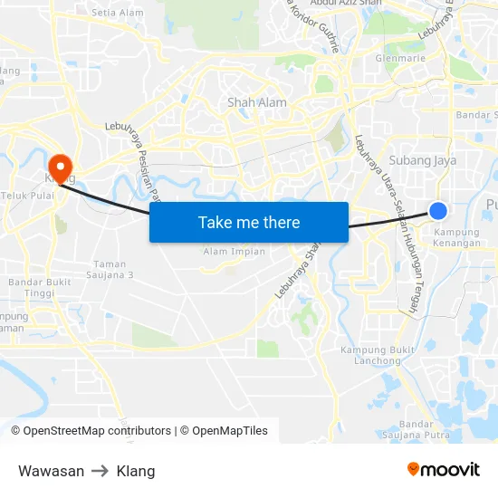 Wawasan to Klang map
