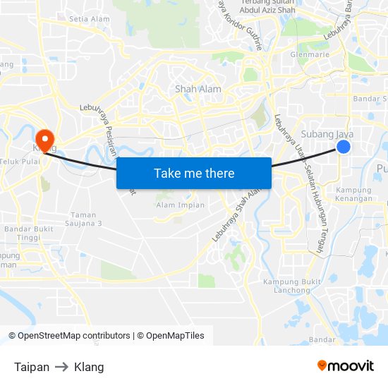 Taipan to Klang map