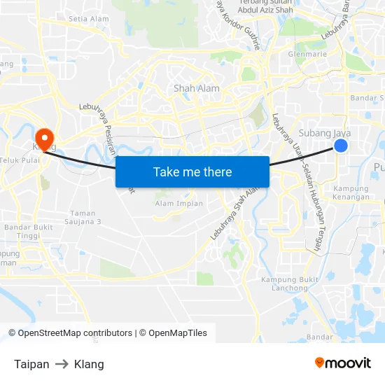 Taipan to Klang map