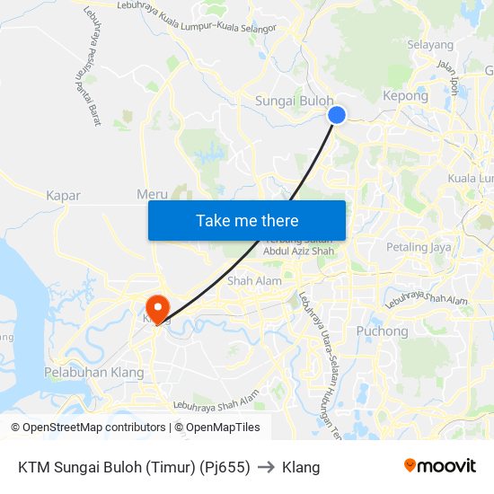 KTM Sungai Buloh (Timur) (Pj655) to Klang map