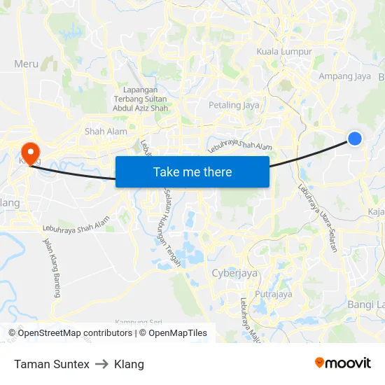 Taman Suntex to Klang map