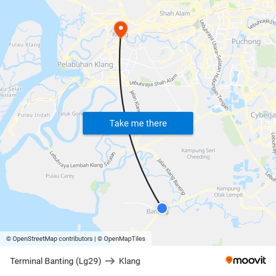 Terminal Banting (Lg29) to Klang map