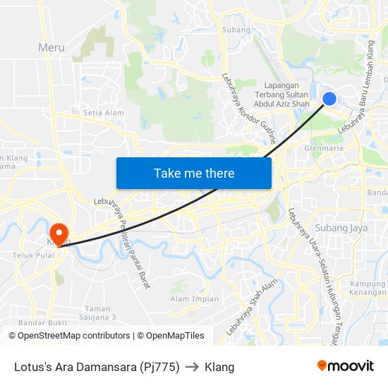 Lotus's Ara Damansara (Pj775) to Klang map