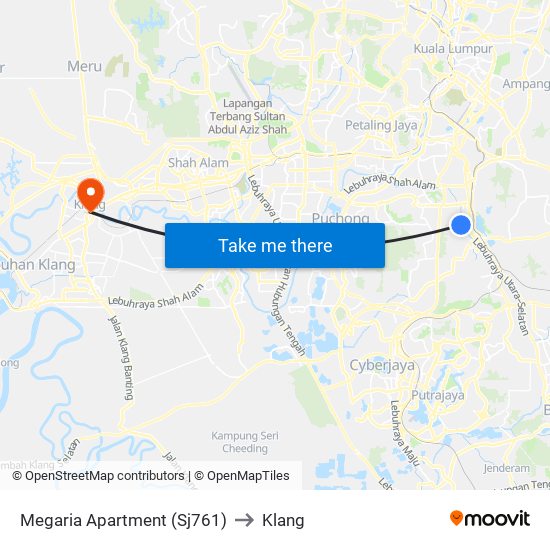 Megaria Apartment (Sj761) to Klang map