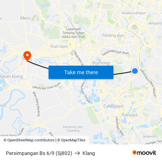 Persimpangan Bs 6/9 (Sj802) to Klang map