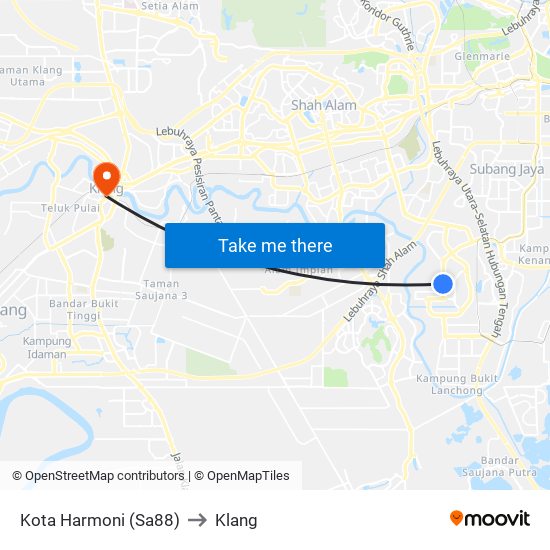 Kota Harmoni (Sa88) to Klang map