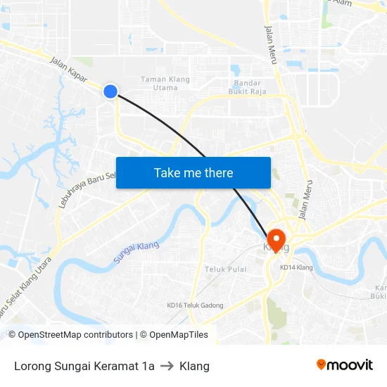 Lorong Sungai Keramat 1a to Klang map