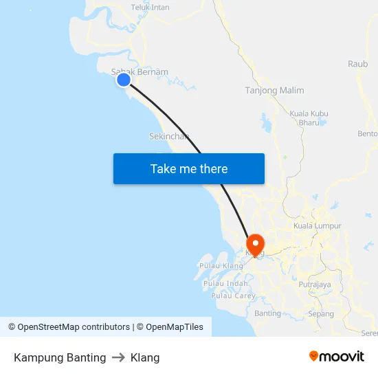Kampung Banting to Klang map