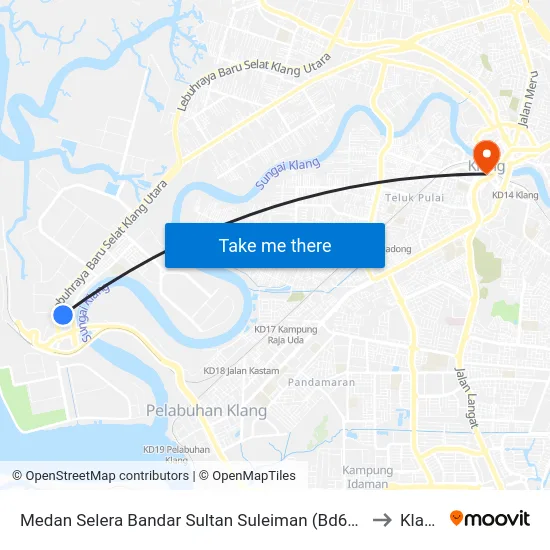 Medan Selera Bandar Sultan Suleiman (Bd653) to Klang map