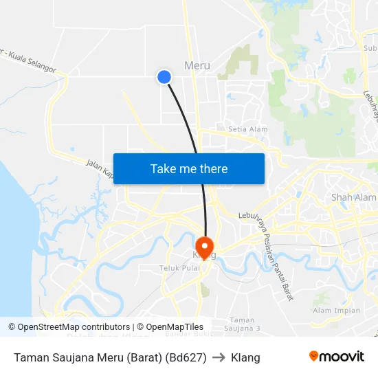 Taman Saujana Meru (Barat) (Bd627) to Klang map