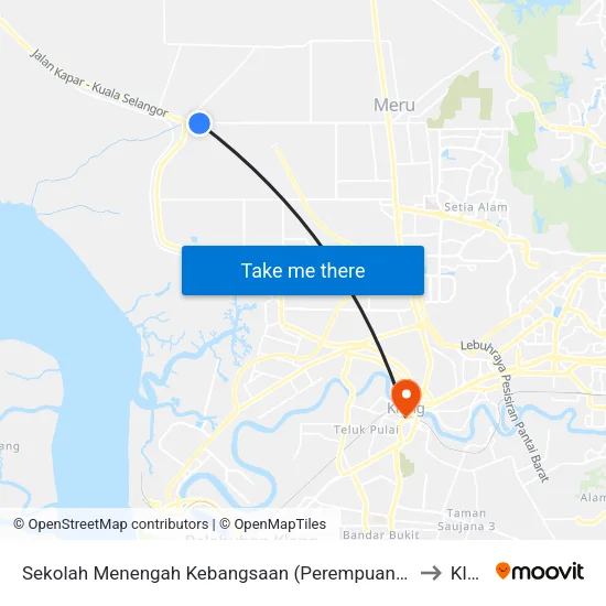 Sekolah Menengah Kebangsaan (Perempuan) Kapar (Bd634) to Klang map