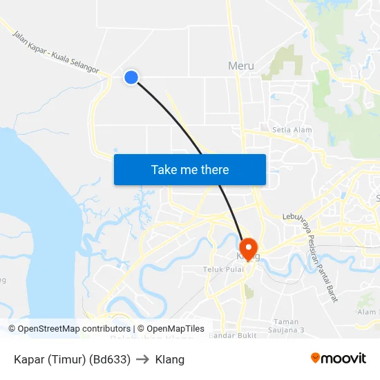 Kapar (Timur) (Bd633) to Klang map