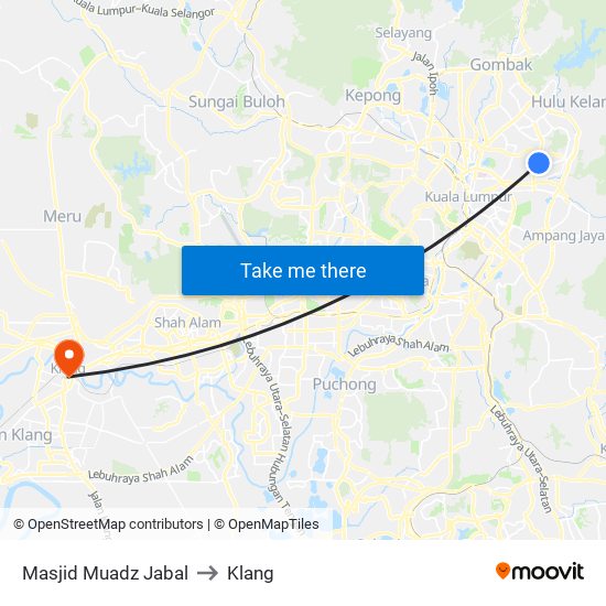 Masjid Muadz Jabal to Klang map