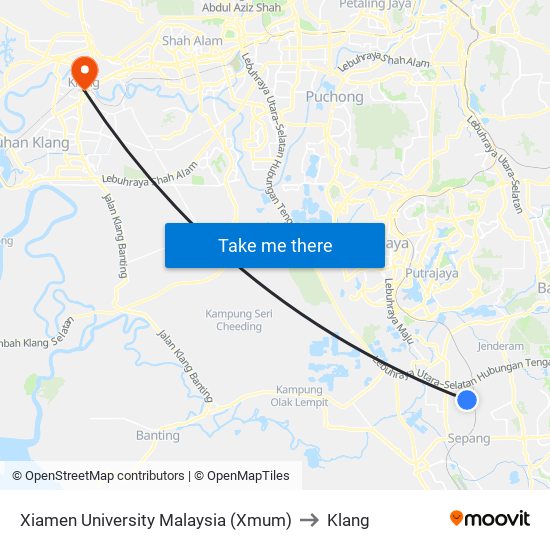 Xiamen University Malaysia (Xmum) to Klang map