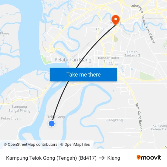 Kampung Telok Gong (Tengah) (Bd417) to Klang map