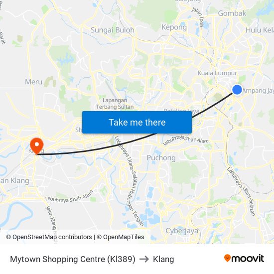 Mytown Shopping Centre (Kl389) to Klang map
