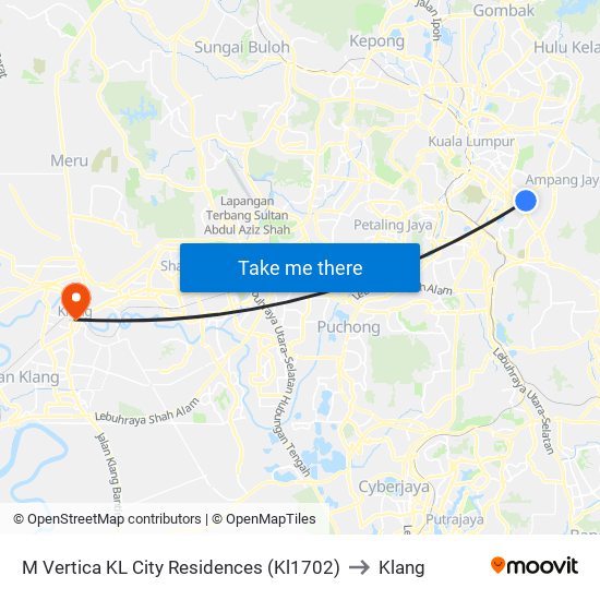 M Vertica KL City Residences (Kl1702) to Klang map