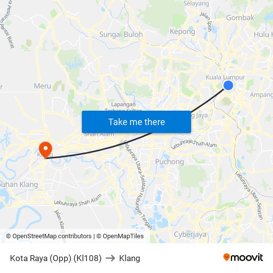 Kota Raya (Opp) (Kl108) to Klang map