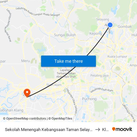 Sekolah Menengah Kebangsaan Taman Selayang (Opp) (Sl482) to Klang map