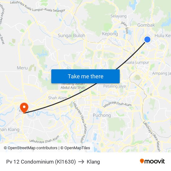 Pv 12 Condominium (Kl1630) to Klang map