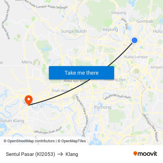 Sentul Pasar (Kl2053) to Klang map