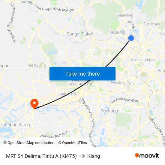 MRT Sri Delima, Pintu A (Kl475) to Klang map