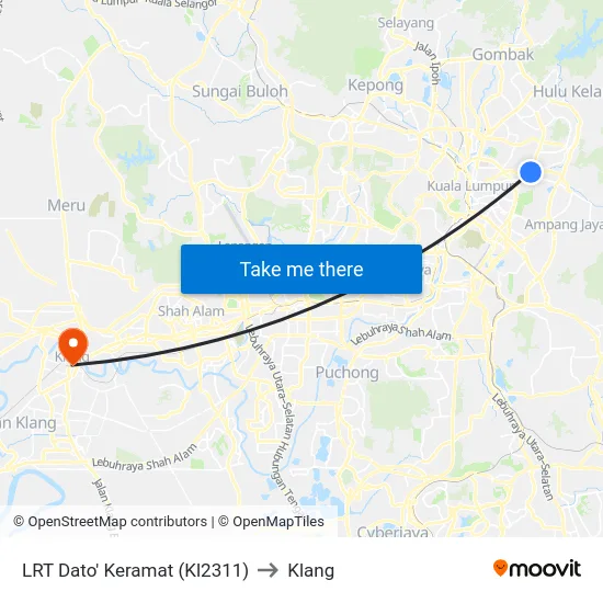 LRT Dato' Keramat (Kl2311) to Klang map