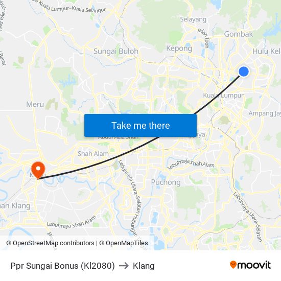 Ppr Sungai Bonus (Kl2080) to Klang map