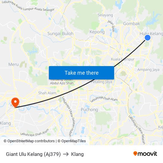 Giant Ulu Kelang (Aj379) to Klang map