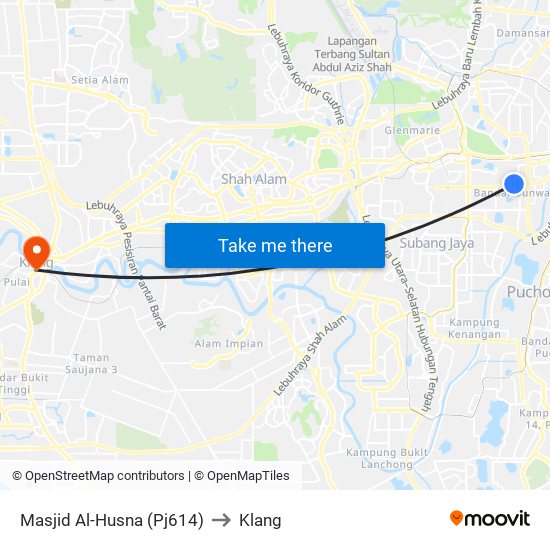 Masjid Al-Husna (Pj614) to Klang map