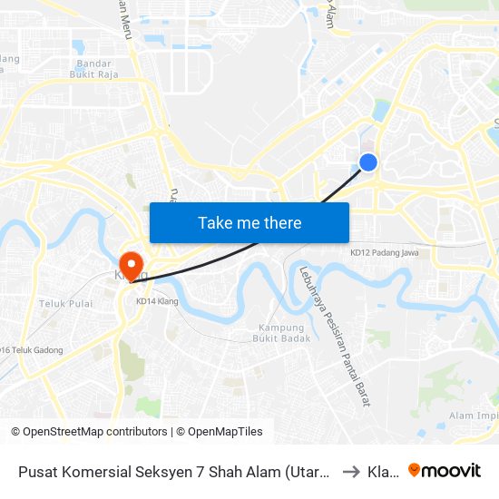 Pusat Komersial Seksyen 7 Shah Alam (Utara) (Sa273) to Klang map