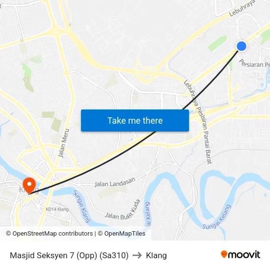 Masjid Seksyen 7 (Opp) (Sa310) to Klang map