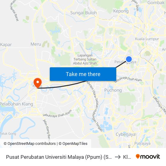 Pusat Perubatan Universiti Malaya (Ppum) (Selatan) (Pj471) to Klang map