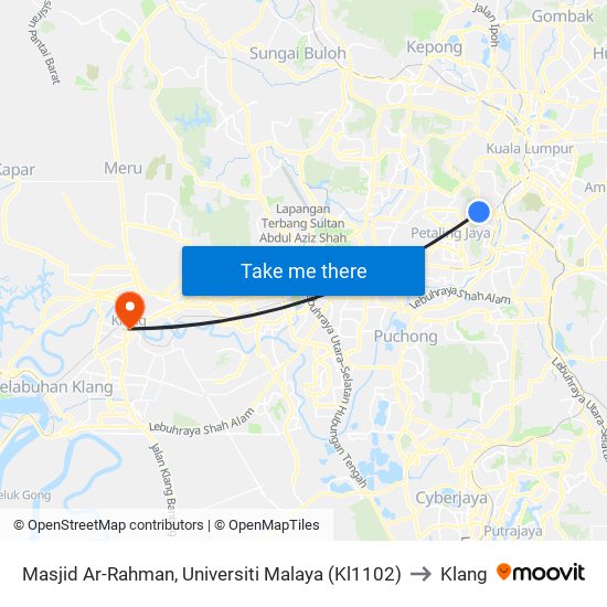 Masjid Ar-Rahman, Universiti Malaya (Kl1102) to Klang map
