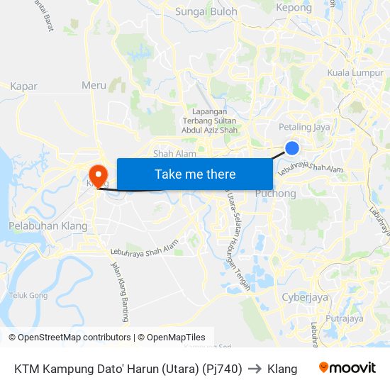 KTM Kampung Dato' Harun (Utara) (Pj740) to Klang map