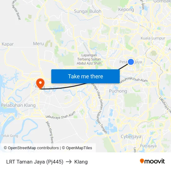 LRT Taman Jaya (Pj445) to Klang map