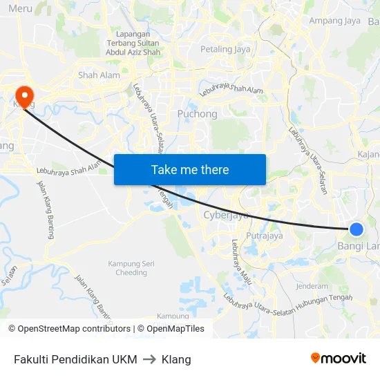 Fakulti Pendidikan UKM to Klang map
