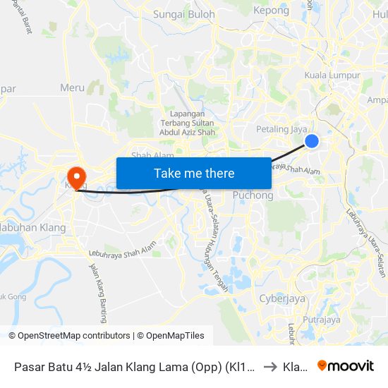 Pasar Batu 4½ Jalan Klang Lama (Opp) (Kl1276) to Klang map