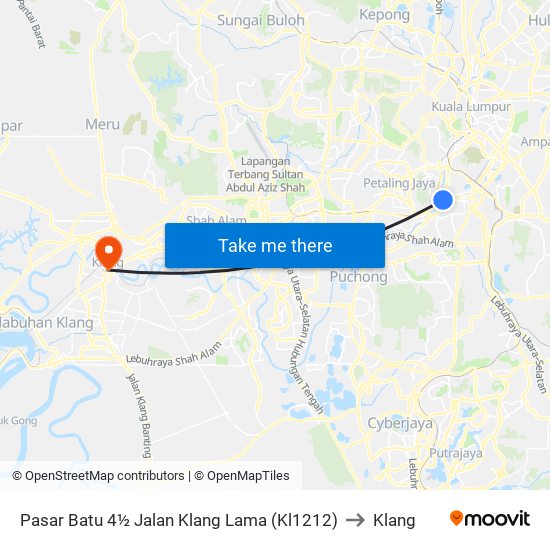 Pasar Jalan Klang Lama (Kl1212) to Klang map