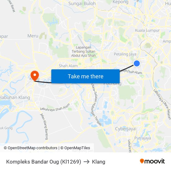 Kompleks Bandar Oug (Kl1269) to Klang map