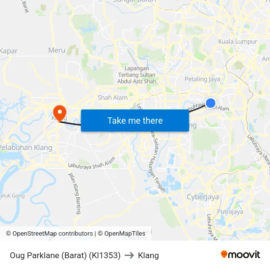 Oug Parklane (Barat) (Kl1353) to Klang map