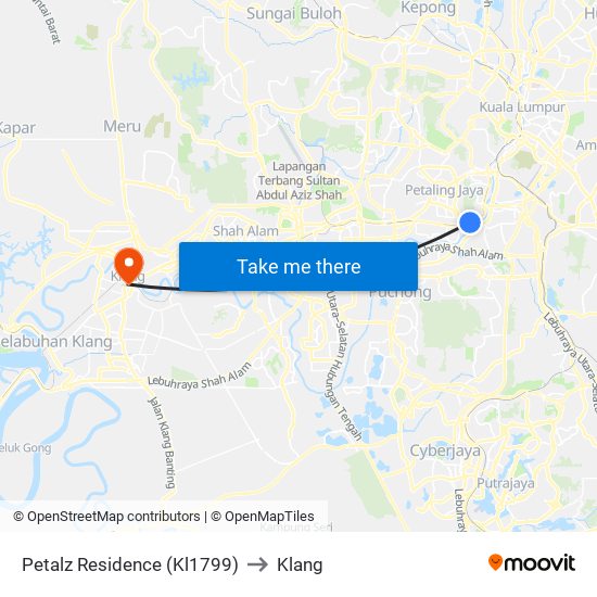 Petalz Residence (Kl1799) to Klang map