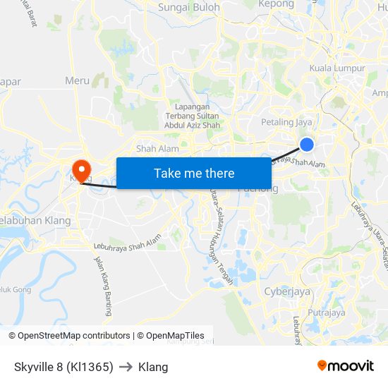 Skyville 8 (Kl1365) to Klang map