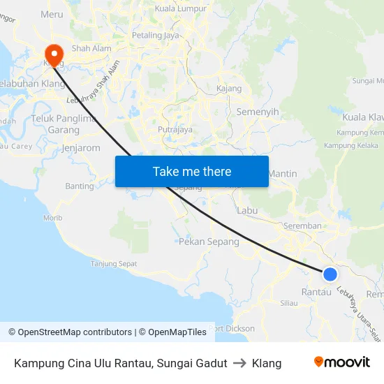 Kampung Cina Ulu Rantau, Sungai Gadut to Klang map