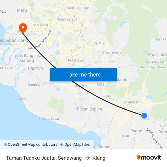 Taman Tuanku Jaafar, Senawang to Klang map