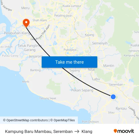 Kampung Baru Mambau, Seremban to Klang map