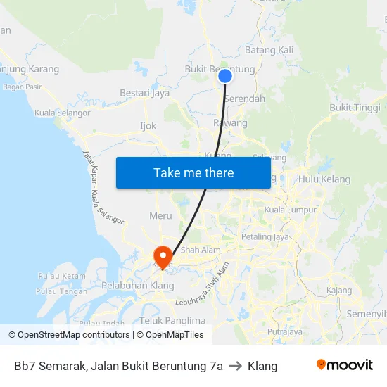 Bb7 Semarak, Jalan Bukit Beruntung 7a to Klang map